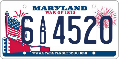 MD license plate 6AD4520