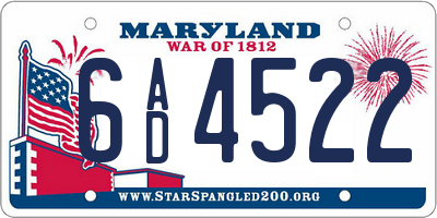 MD license plate 6AD4522