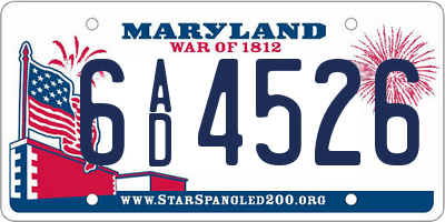 MD license plate 6AD4526