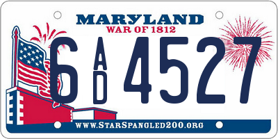 MD license plate 6AD4527
