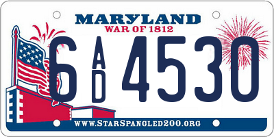 MD license plate 6AD4530