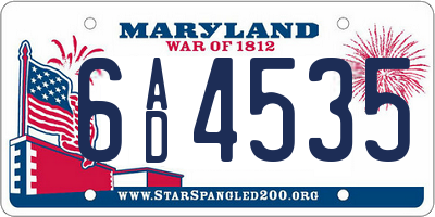 MD license plate 6AD4535