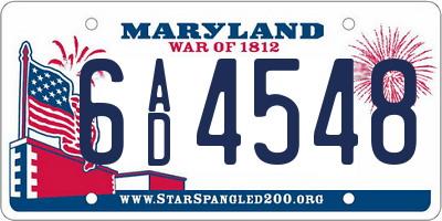 MD license plate 6AD4548