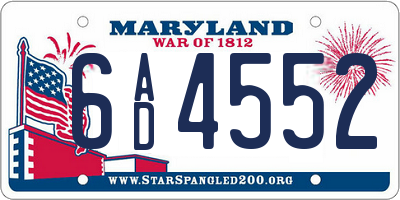 MD license plate 6AD4552