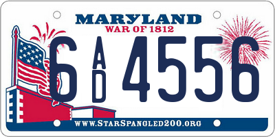MD license plate 6AD4556