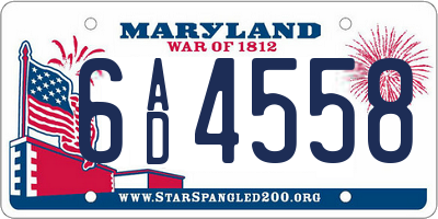 MD license plate 6AD4558