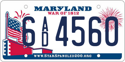 MD license plate 6AD4560