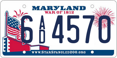 MD license plate 6AD4570