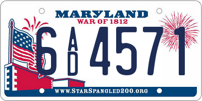 MD license plate 6AD4571