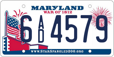 MD license plate 6AD4579