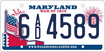 MD license plate 6AD4589