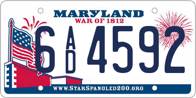 MD license plate 6AD4592