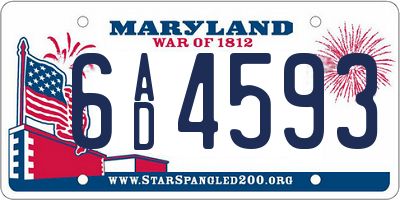 MD license plate 6AD4593