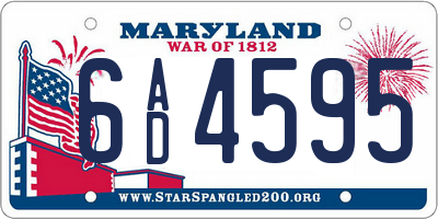 MD license plate 6AD4595