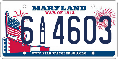 MD license plate 6AD4603