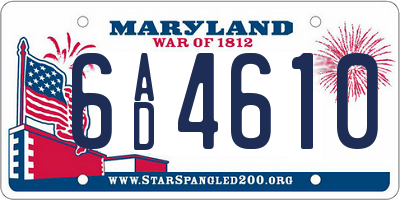 MD license plate 6AD4610