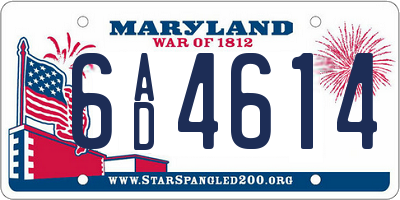 MD license plate 6AD4614