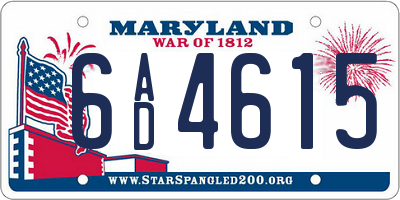 MD license plate 6AD4615