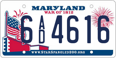 MD license plate 6AD4616