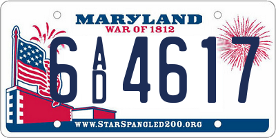 MD license plate 6AD4617