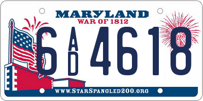 MD license plate 6AD4618