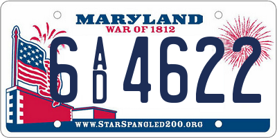 MD license plate 6AD4622