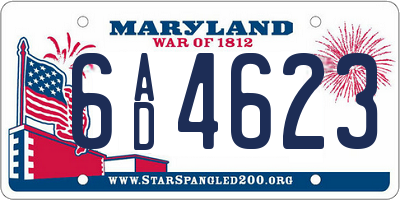 MD license plate 6AD4623