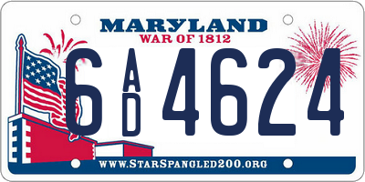 MD license plate 6AD4624