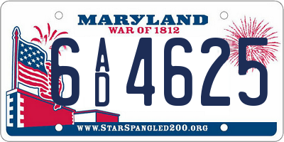 MD license plate 6AD4625