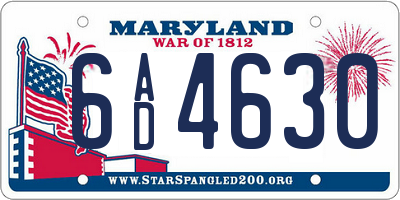 MD license plate 6AD4630