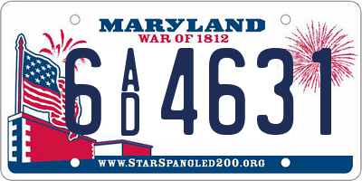 MD license plate 6AD4631