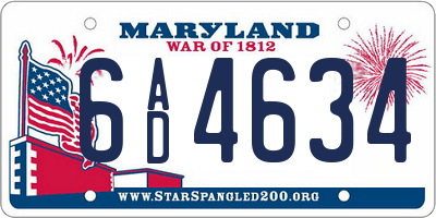MD license plate 6AD4634
