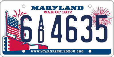 MD license plate 6AD4635