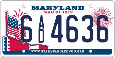 MD license plate 6AD4636