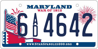 MD license plate 6AD4642