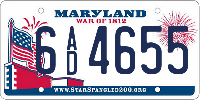 MD license plate 6AD4655
