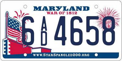 MD license plate 6AD4658