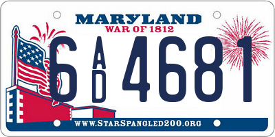 MD license plate 6AD4681