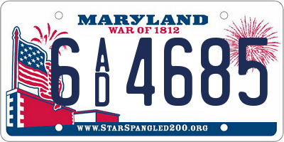 MD license plate 6AD4685