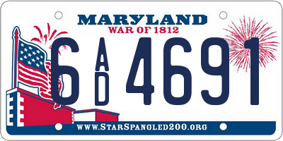 MD license plate 6AD4691