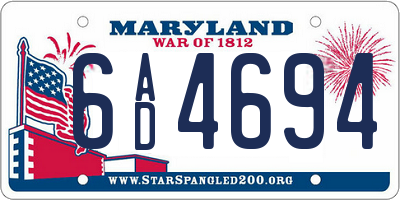 MD license plate 6AD4694