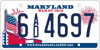MD license plate 6AD4697