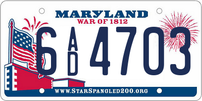 MD license plate 6AD4703