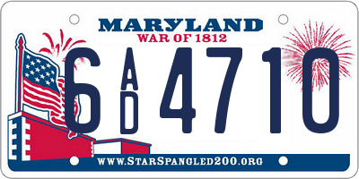 MD license plate 6AD4710