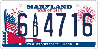 MD license plate 6AD4716