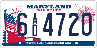 MD license plate 6AD4720