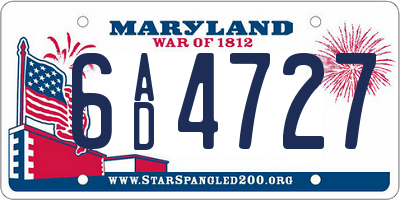 MD license plate 6AD4727
