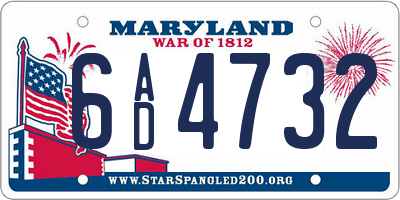 MD license plate 6AD4732