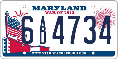 MD license plate 6AD4734