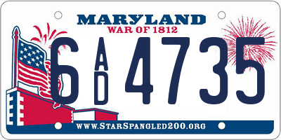 MD license plate 6AD4735